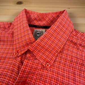 Cinch Western Shirt M Orange Plaid Button Down Cowboy Rodeo Long Sleeve